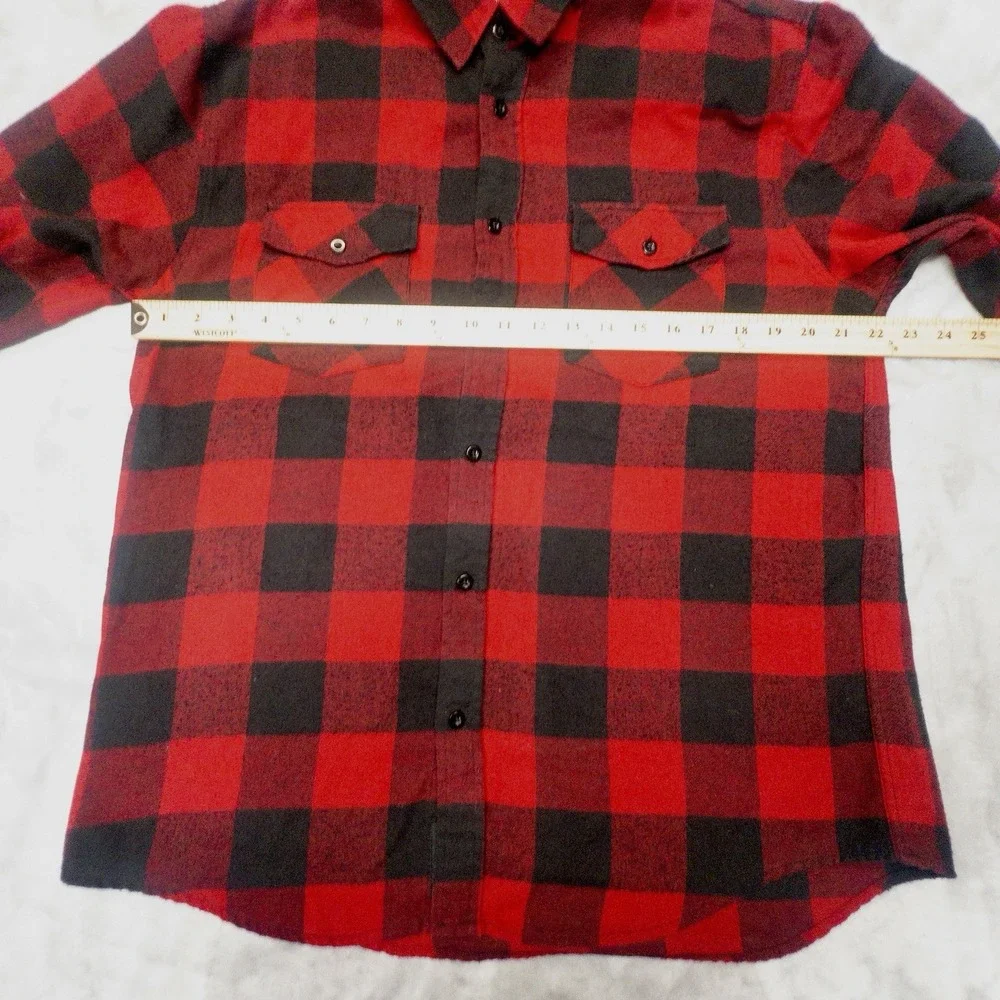 Shout House Buffalo Plaid Long Sleeve Flannel Shirt Mens XL Double Pocket